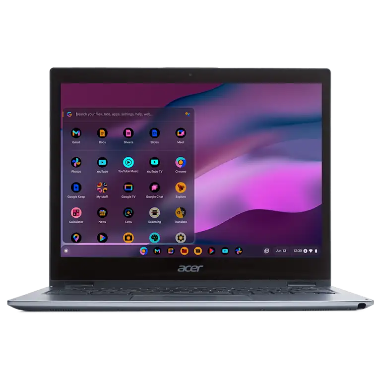 Toggling the high contrast displays the same Chromebook with inverted colors.